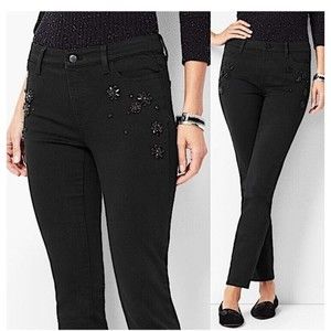 TALBOTS Jeans Women’s 4 Black New Limited Edition Jeweled Slim Ankle Mid Rise